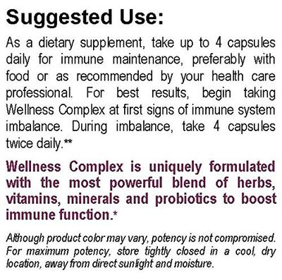 VHR Wellness Complex Immune Boosting Formula with Echinacea, Goldenseal, Garlic, Probiotics, Elderberry, Astragalus, Grapeseed, Cayenne, Bioflavonoids, Eleuthero, Ginger, VIT. C, Zinc. 120 Veg caps