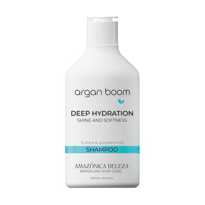 AMAZ NICA BELEZA AMABELLE Argan Boom Shampoo, Deep Hydration and Restore Dry and Damaged Hair, With Argan Oil and Vitamin E, Sulfate and parabens free, 10 Oz
