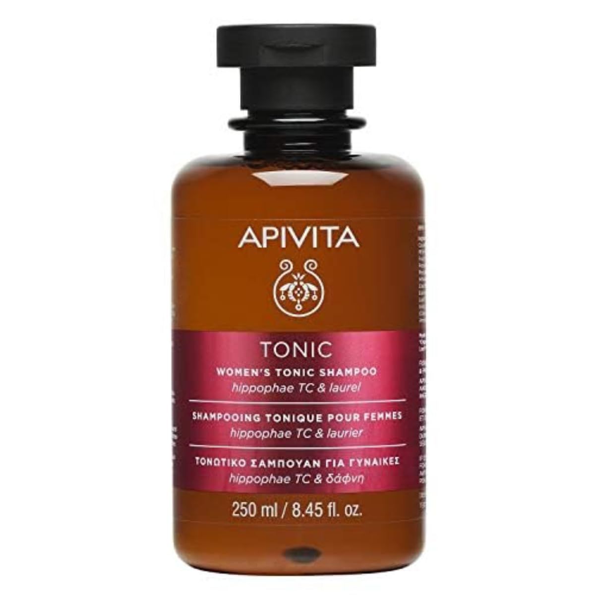 APIVITA Tonic Women's Shampoo for Thinning Hair Strengthens Promotes Hair Growth with Hippophae Tonic Complex, Laurel Propolis, Silicone-Free, 250 mL 8.45 oz