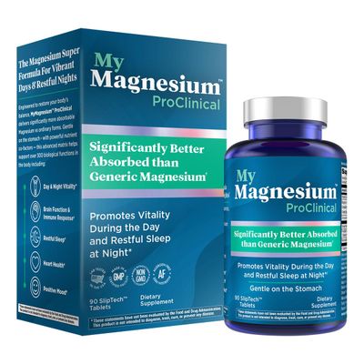 MyMagnesium ProClinical - Magnesium Bisglycinate Chelate Buffered Zinc Ashwagandha More - Allergen Free - Made Without GMO - Purity Products - 90 Clean Finish SlipTech Tablets
