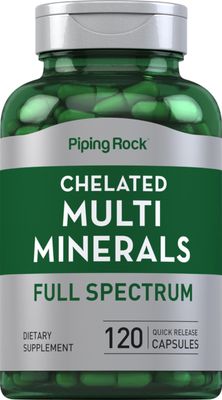 Piping Rock Mega Multi Mineral Chelated Supplement 120 Capsules Iron Free Non-GMO, Gluten Free