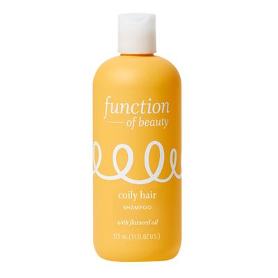 FUNCTION OF BEAUTY Coily Hair Shampoo, 11 oz - Flaxseed Oil Nourishes Hydrates Coils Curls, Jamaican Black Castor Oil Moisturizes Revives, Sulfate-Free, Customizable Haircare