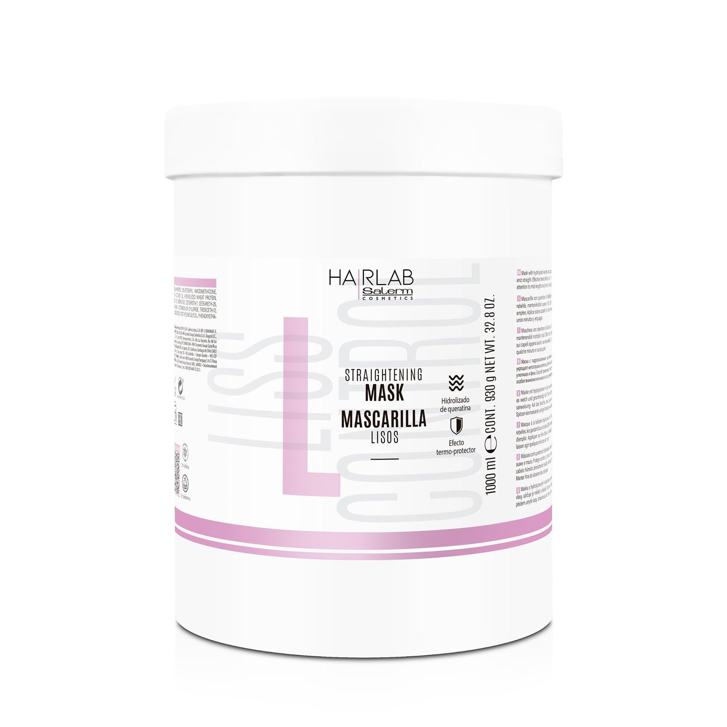 SALERM - Smoothing Hair Mask - Lisos Hair Lab - 1000 ml - Perfect Smoothing for Unruly Hair - With Hydrolyzed Keratin and Coconut Oil - Heat Protector for Hair - Eliminates Frizz