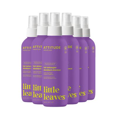 ATTITUDE Rinse-free Hair Detangler for Kids, EWG Verified Leave In Product, Plant- and Mineral-Based Ingredients, Vegan, Vanilla Pear, 8 Fl Oz (Pack of 6)