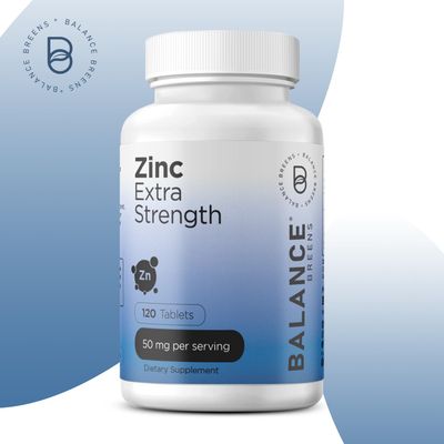 Zinc 50mg, 120 Vegetarian Tablets - Immune Support, Promotes Skin Health Wound Healing, Extra Strength, Ultra-Absorbable