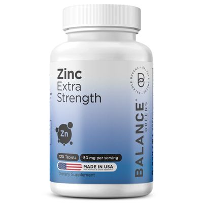 Zinc 50mg, 120 Vegetarian Tablets - Immune Support, Promotes Skin Health Wound Healing, Extra Strength, Ultra-Absorbable
