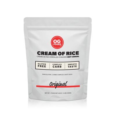 OG FOODS Cream of Rice Hot Cereal Complex Carb Hot Cereal Made From White Rice Complex Carb, Gluten Free, Smooth Taste 3LB, 1350G