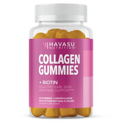 Collagen Gummies for Women and Men - 2500mcg Biotin, Zinc, Vitamin C E to Promote Hair, Skin Nail Health - GLP-1 Nutritional Support - Pectin-Based, Non-GMO, Lemon Flavor, 1-Month Supply