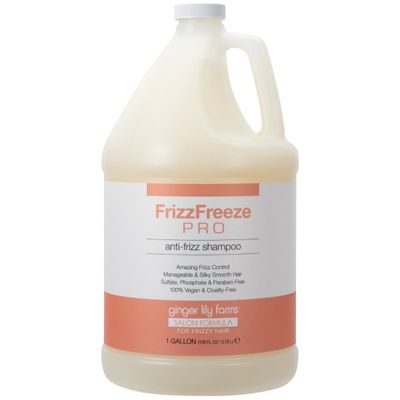 Ginger Lily Farms Salon Formula FrizzFreeze Pro Anti-Frizz Shampoo for Frizzy Hair, 100 Vegan Cruelty-Free, 1 Gallon (128 fl oz) Refill