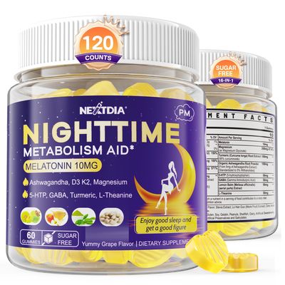 Melatonin 10mg Gummies, Night Time Metabolism Gummies for Adults, Crush Excess Hoarding While You Rest, Promote Healthy Zzzs, with Magnesium, Ashwagandha, 5-HTP, GABA, 100 Drug Free,Sugar Free,2Packs