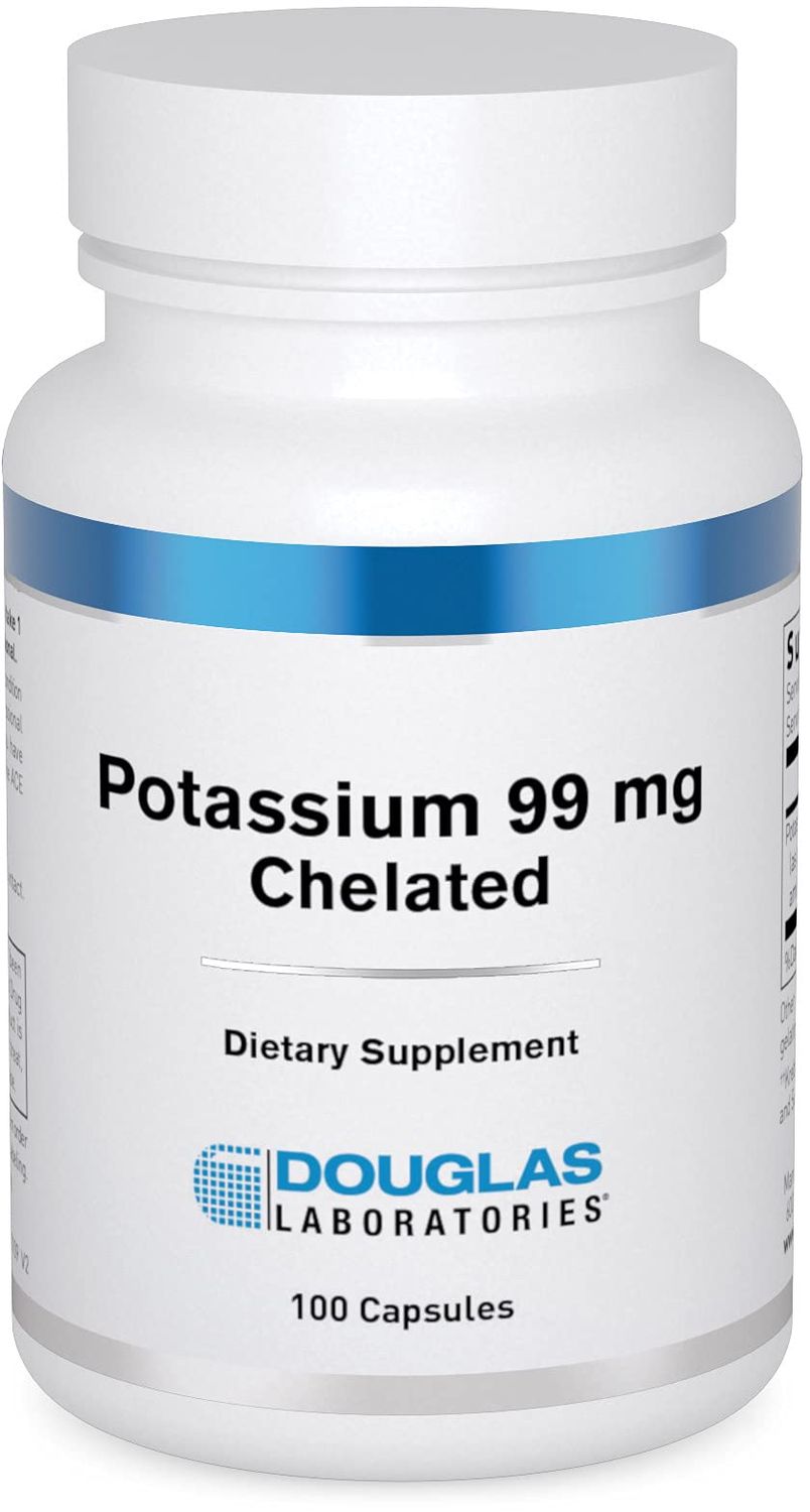 Douglas Laboratories Potassium 99 mg Chelated Supports Nerve Impulses, Skeletal Muscle Function, and Already Normal Blood Pressure 100 Capsules