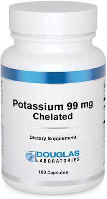 Douglas Laboratories Potassium 99 mg Chelated Supports Nerve Impulses, Skeletal Muscle Function, and Already Normal Blood Pressure 100 Capsules
