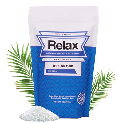 Relax Spa Bath, Epsom Dead Sea Salts, Aromatherapy Bath Salts for Hot Tub, Bath, or Spa, Infused with Magnesium, Tropical Rain Scent