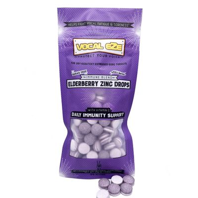 Vocal Eze Elderberry Vitamin C, Zinc Cough Drops (90) Lozenges to Relieve Sore, Hoarse, Fatigue, Dryness of Throat Voice Immune Support, Sugar Free (VeganFriendly)