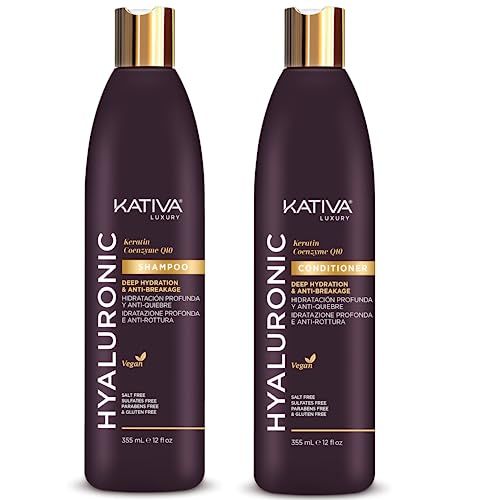 Hyaluronic Q10 Shampoo and Conditioner Pack set of 2. Vegan Deep Hydration Anti-Breakage without Sulfated and Parabes Free.