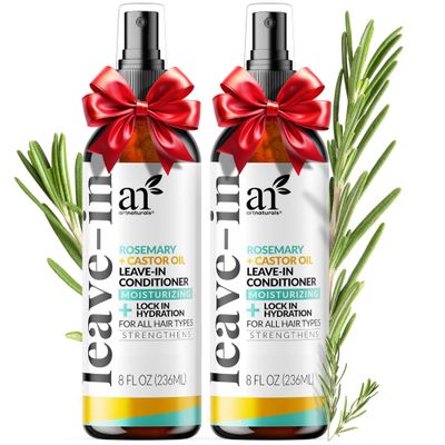 Artnaturals Rosemary Castor Oil Leave-In Conditioner - 2 Pack - (8 Fl Oz 236ml) - Made with Organic Ingredients - for All Hair Types - Treatment for Damaged, Dry, Color Treated and Hair Loss