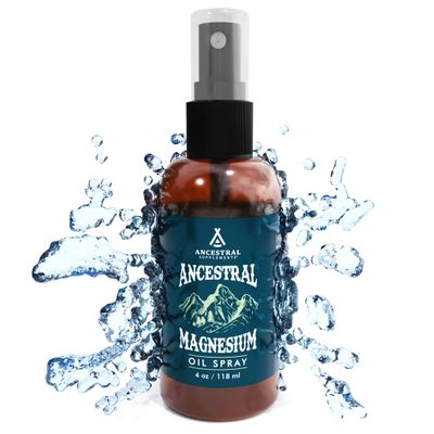 Ancestral Supplements Magnesium Spray, Magnesium for Sleep Muscle Support, Made with Magnesium Chloride Natural Minerals, Fast Absorbing Topical Magnesium Oil Supplement for Body Application, 4 oz