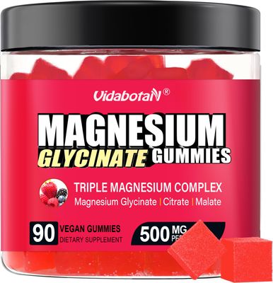 Sugar Free Magnesium Gummies 500mg - High Absorption Magnesium Glycinate, Citrate, Malate with Ashwagandha for Muscle Comfort, Energy Support Better Zzz -Natural Mixed Berry Flavor, 90 Gummies.
