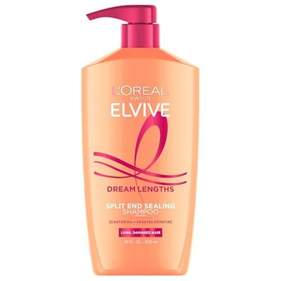 L&#39;Oreal Paris Elvive Dream Lengths Restoring Shampoo With Fine Castor Oil and Vitamins B3 and B5 for Long, Damaged Hair, Visibly Repairs Damage Without Weighdown With System, 28 Fl Ounce