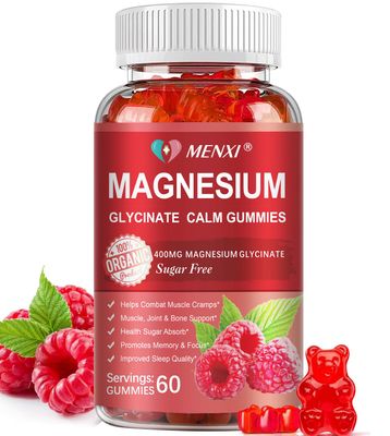 Magnesium Gummies 600mg per Serving-Magnesium Glycinate 400mg and Magnesium Malate 200mg,Sugar Free Magnesium Potassium Supplement for Calm Mood, Muscle, Bone Sleep Support,60 Raspberry Gummies
