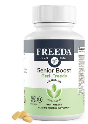 Freeda Senior Multivitamin - Kosher Vitamins for Men Women 60 and Over - One Daily Coated Tablet - Women s Men s Vitamins Multivitamin 60 Plus - Vitamins for Women Over 60 Plus Elderly (100 Count)