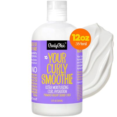 CurlyChic Your Curly Smoothie - Moisturizing Curl Smoothie for Defined, Healthy Curls with Natural Honey, Aloe Vera Gel Butters - Sulfates Paraben-free - Curl Creme Ideal for Textured Hair Care
