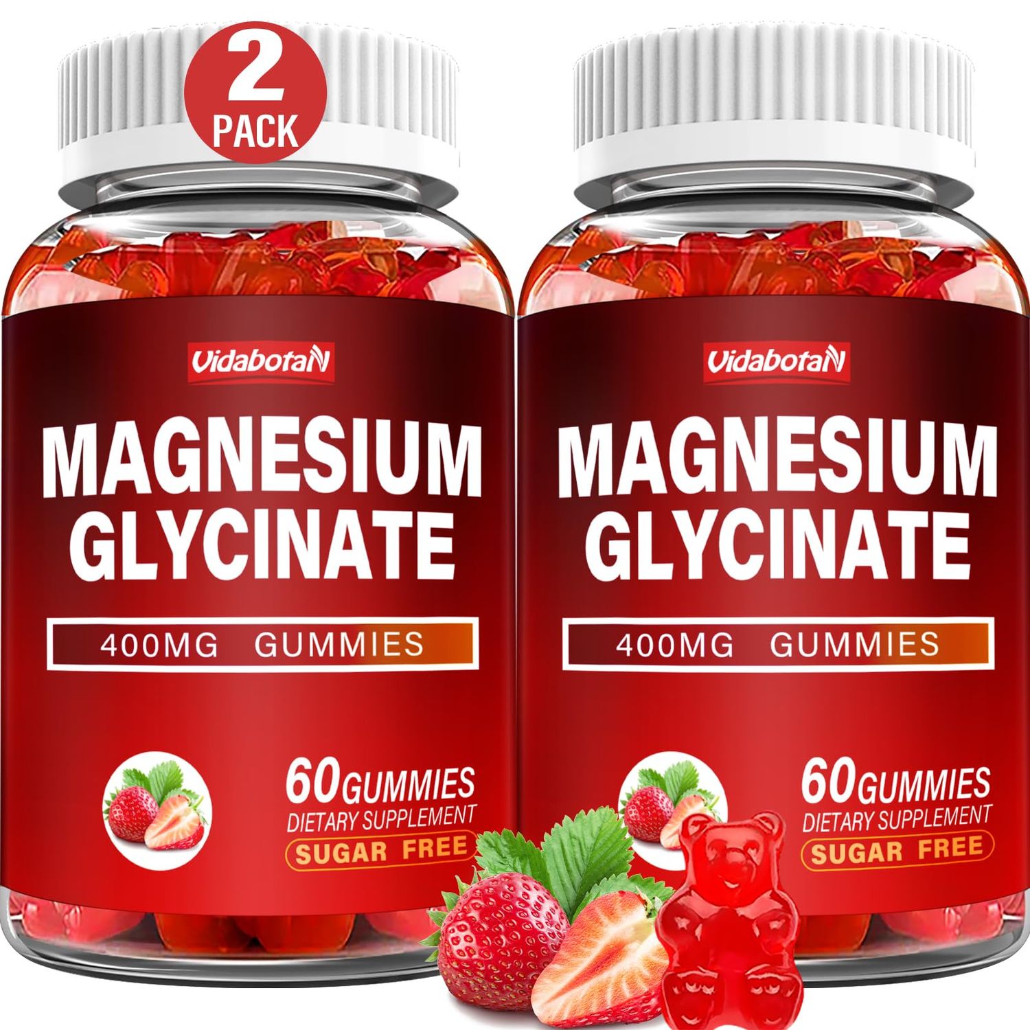 Magnesium Glycinate Gummies 400mg with Ashwagandha, Lemon Balm, CoQ10 for Energy Support Better Zzz -Sugar Free Magnesium Gummy Supplements for Women and Men- 120 Count
