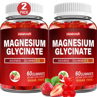 Magnesium Glycinate Gummies 400mg with Ashwagandha, Lemon Balm, CoQ10 for Energy Support Better Zzz -Sugar Free Magnesium Gummy Supplements for Women and Men- 120 Count