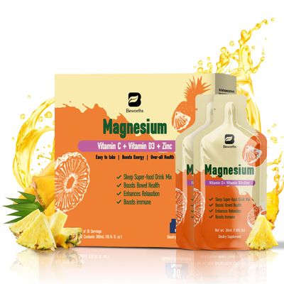 Magnesium Citrate Liquid Supplement, with Bromelain, Vitamin C, D3, B6, Zinc, High Absorption Magnesium Citrate Oral Solution, Magnesium for Constipation, Zzz Energy, Pineapple, 10 Fl Oz