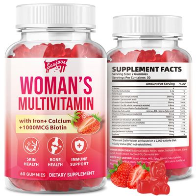 Women s Multivitamin Gummies, Supplement with Vitamin A, C, D, E and Zinc for Immune Health Support, Sugar-Free Vegan Strawberry 60 Gummies