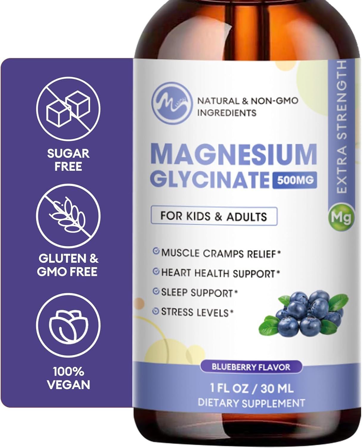 2 Pack Liquid Magnesium Glycinate with L-Theanine Lemon Balm - Promotes Relaxation Sleep - Supports Bone, Muscle Heart Health - Gluten Free - 60 Day Supply