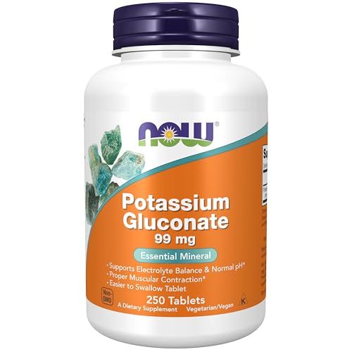 NOW Foods Supplements, Potassium Gluconate 99mg, Easier to Swallow, Essential Mineral, 250 Tablets