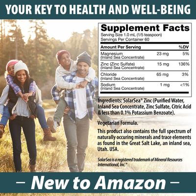 Anderson Ionic Zinc Complex, Liquid Drops for Immune Support, 15mg Zinc Sulfate per Serving, Balanced Trace Mineral Dietary Supplement for Women, Men, 60 Servings, 2oz Bottle