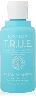 L&#39;ANZA T.R.U.E. Clean Sustainable Shampoo - Rich with Aloe Vera and Rice Protein, Color Safe Daily Hair Care, Fragrance-Free, for Fresh Clean Hair (2 Fl Oz)