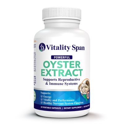 Vitality Span Oyster Extract - Pure, Highly Concentrated Supplement for Men Women - Supports Energy Immune Boost Zinc, Taurine, Amino Acids, and Vitamins, 500 mg, 60 Veg Capsules, Made in USA
