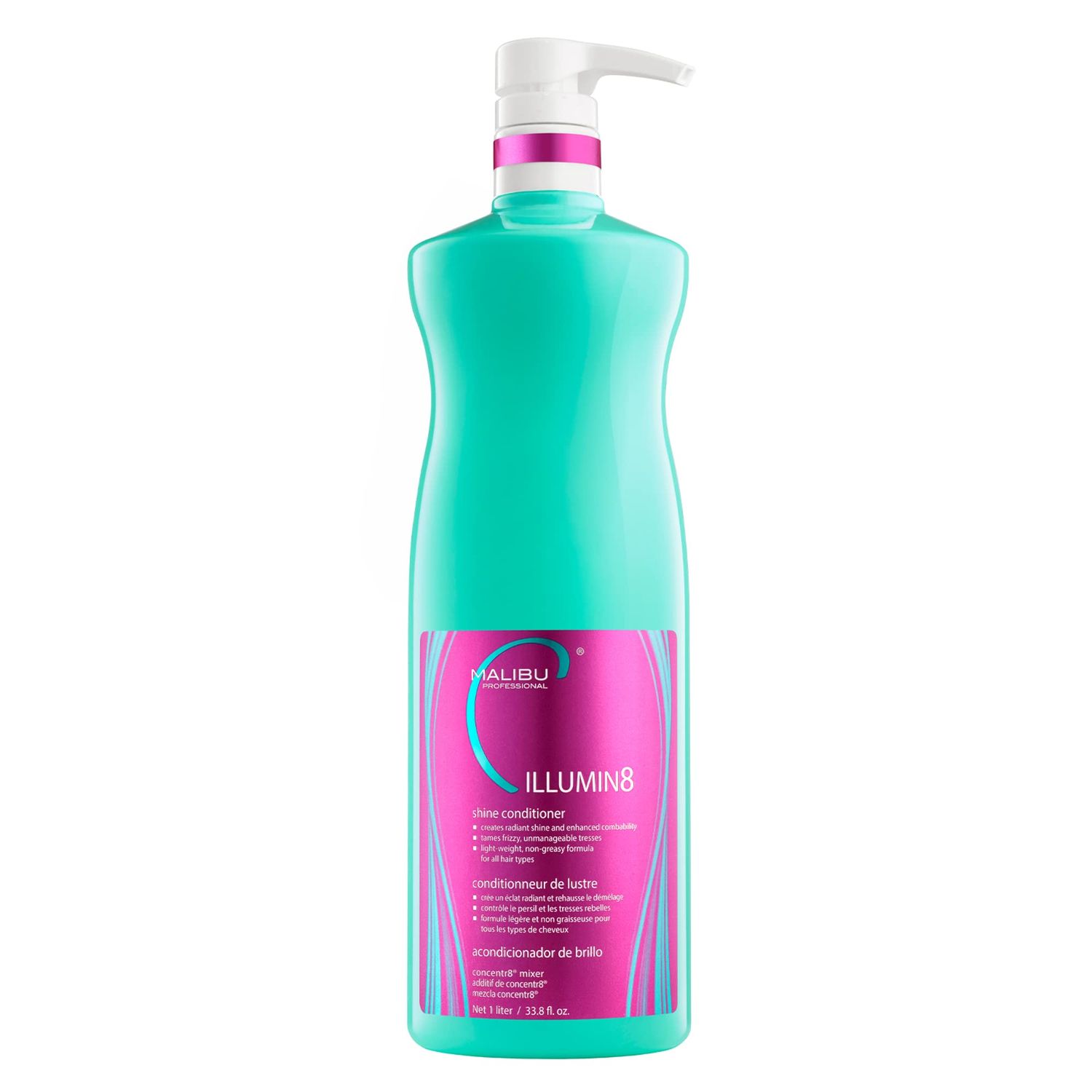 Malibu C ILLUMIN8 Shine Conditioner (33.8 oz) - Concentrate for Hair Shine Manageability - Lightweight, Non-Greasy Hair Conditioner for All Hair Types