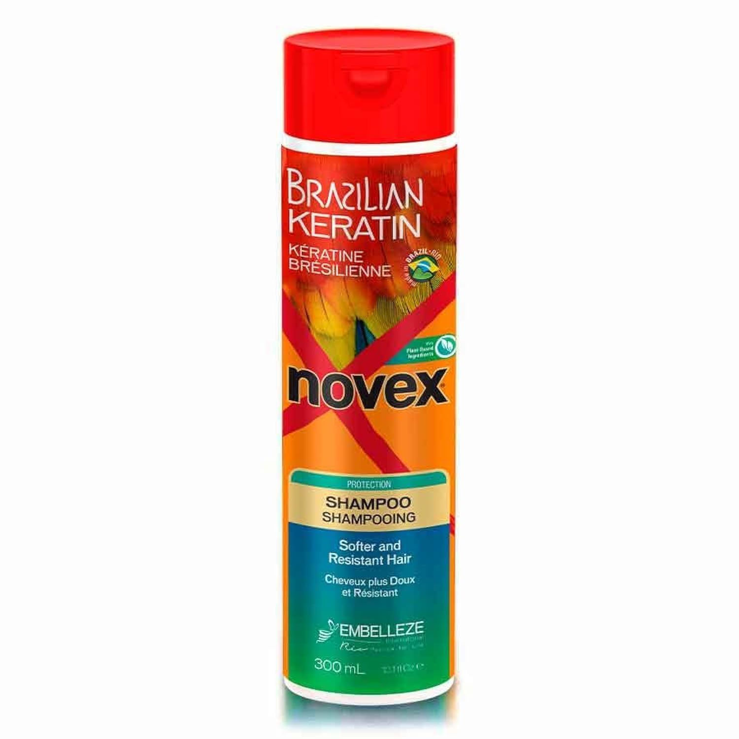 Novex Brazilian Keratin Shampoo 10 oz - Reconstructive Keratin, Frizz control Damage Repair