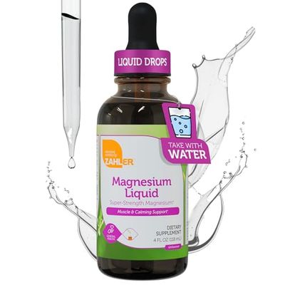 Zahler Liquid Magnesium Chloride Supplement Drops - Unflavored - Super Strength Muscle Calming Support for Women and Men - Kosher Non-GMO Gluten Free Vegetarian Ionic Formula for DayNight (4 fl oz)