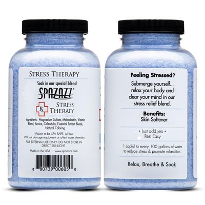 Spazazz Rx Stress Therapy Natural Spa Bath Salt Aromatherapy Crystals- 2 Pack 19oz De-Stress - Calming Relaxing Natural Aroma Magnesium Mineral Bathing Salts - Safe for Your Hot Tub