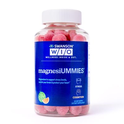 Swanson WIO magnesiUMMIES Stress Support, Heart Health, Stress, Watermelon, Magnesium 336mg, Vegan, Non-GMO, Gluten-Free, Bone Health - 12oz Bottle, 120 Gummies (30-Day Supply)