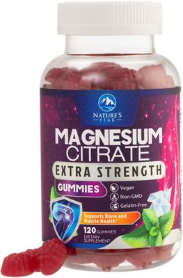 Magnesium Citrate Supplement Gummies - High Absorption Magnesium Gummy for Adults Kids, Magnesio Citrate Supplements for Bone, Muscle Health, Heart Support, Vegan, Gluten Free, Non-GMO - 120 Gummies