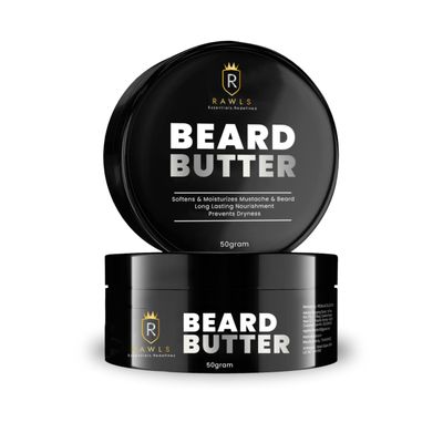 RAWLS Beard Butter for Thick Beards - Strong Hold Softens - with Almond Oil Shea butter- Natural Beard Butter for Styling, Nourishing Conditioning Mustache Care Leave-In Conditioner 50g