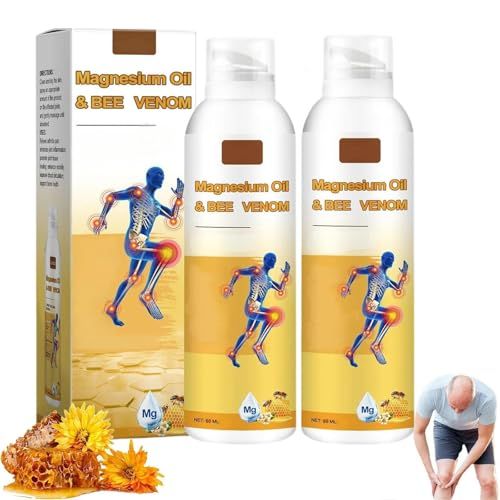 2PCS Magnesium Joint Spray, Magnesium Oil Bee Venom JointSpray, Magnesium Oil Joint Spray for Muscle Back, Knee, Hands, Neck Moisturize (60ML)