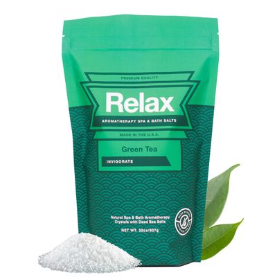 Relax Spa Bath, Epsom Dead Sea Salts, Aromatherapy Bath Salts for Hot Tub, Bath, or Spa, Infused with Magnesium, Green Tea Scent