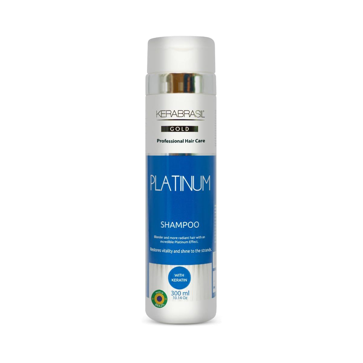 Kerabrasil Platinum Blonde Enhancing Shampoo 300ml - Keratin-Rich Formula for Brightness Strength Enhances Blonde Tones for Radiant Platinum Shine Suitable for All Shades, Long-Lasting Use