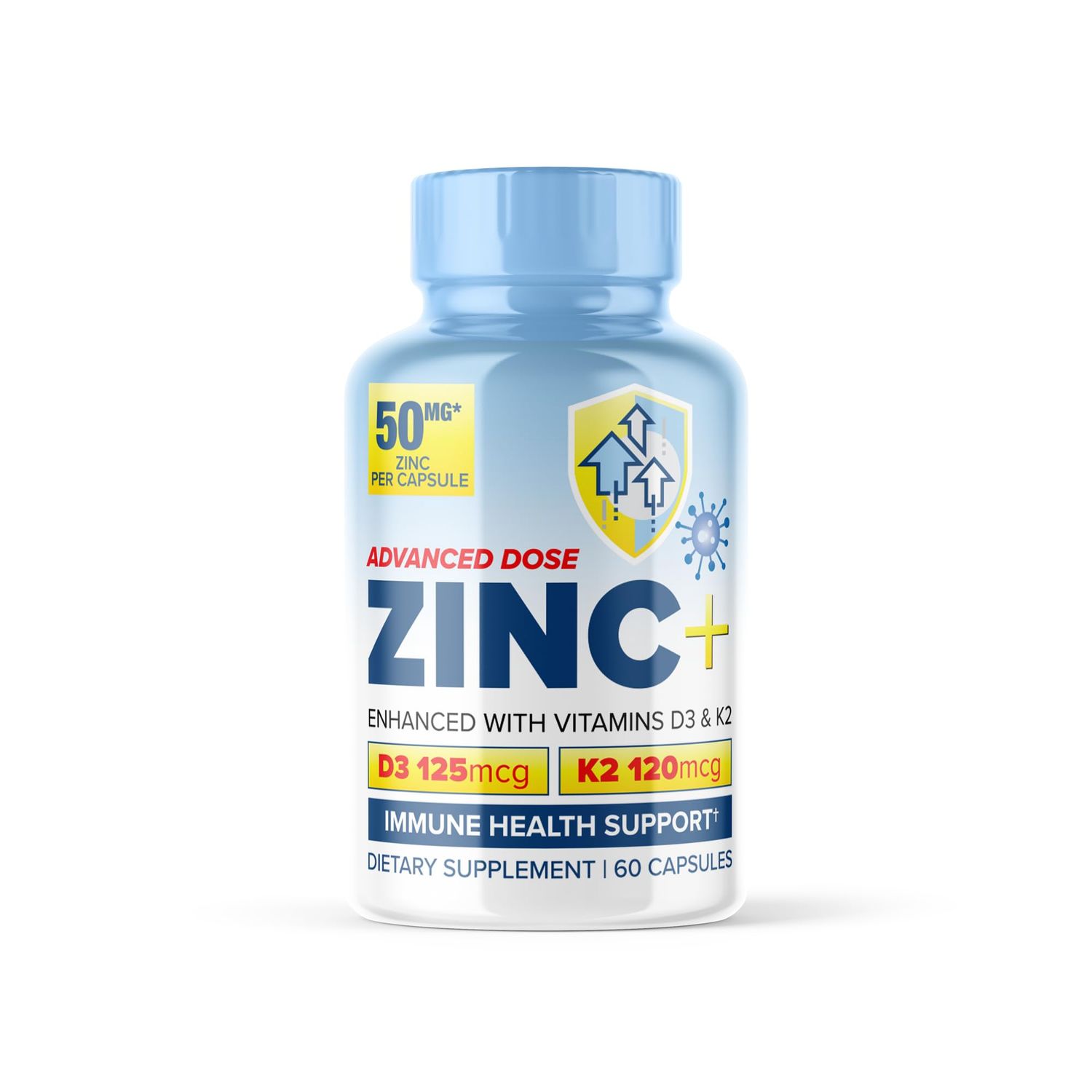Zinc Picolinate 50mg with Vitamin K2 MK-7 Vitamin D3 5000 IU, Zinc 50mg with 120mcg Vitamin K2 as MK7, Non-GMO Zinc Supplements Easy to Swallow Alternative to Lozenge, Chewable Tablets, Liquid Zinc