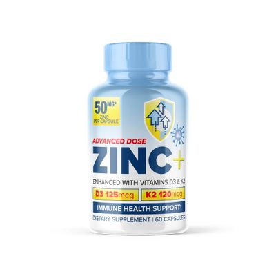 Zinc Picolinate 50mg with Vitamin K2 MK-7 Vitamin D3 5000 IU, Zinc 50mg with 120mcg Vitamin K2 as MK7, Non-GMO Zinc Supplements Easy to Swallow Alternative to Lozenge, Chewable Tablets, Liquid Zinc