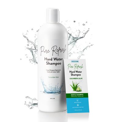 Pure Refresh Hard Water Shampoo - Gentle Clarifying Formula for Buildup Removal, Color-Safe Curl-Friendly, Ideal for Swimmers, Well Water, Damaged Hair Chlorine Protection (16 fl oz.)