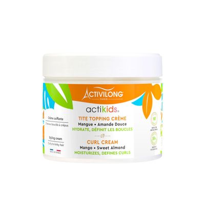 Activilong Actikids Topping Curl Cream - Light Melting Cream to Sculpt and Redefine Your Kid s Curls - Enriched with Organic Sweet Almond Oil and Mango Butter - Non-GreasyLeaves No Flakes - 300 ml.