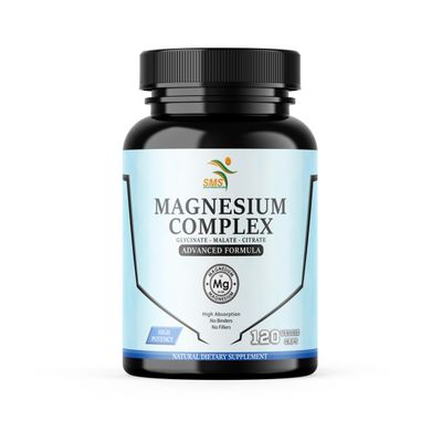 SMSHEALTHPRODUCTS.com Magnesium Complex 470mg of Magnesium Glycinate, Malate, Citrate for Muscles, Nerves, Energy High Absorption Vegan, Non-GMO 120 Capsules